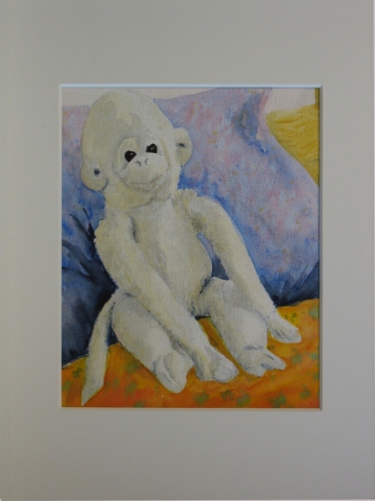 Knuffel-aapje van mijn dochter, 18x22 cm, Aquarel 1996