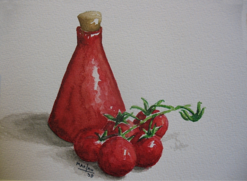 Tomaatjes, 10x15 cm, Aquarel 2008